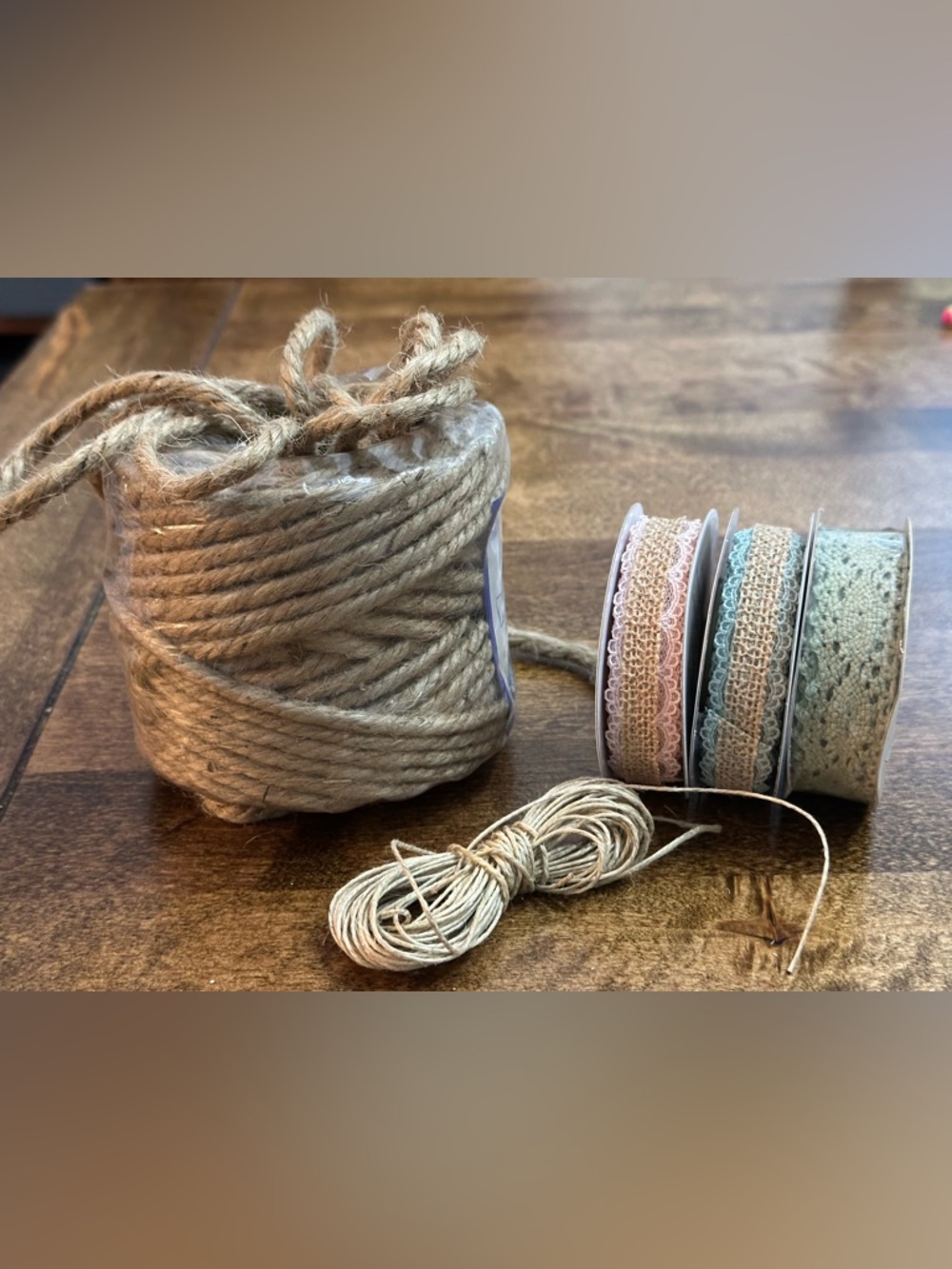 Natural Jute Twine and Lace Ribbon Craft Set - Neutral